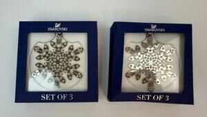 Swarovski Crystal Pixel Snowflake Ornament Set Lot 2 Boxes 6 Total 1135179